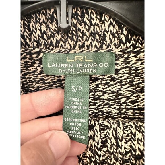 LRL Lauren Jeans Co Women's Sweater S/P Black Marbled Knit Cowl Neck Grandmacore - Picture 5 of 12